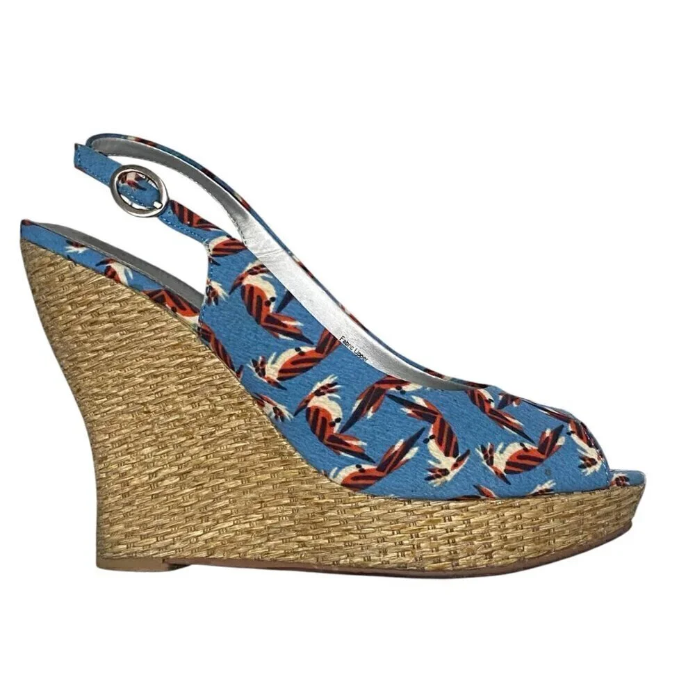 Audrey Brooke NAOMI Slingback Wedges in Blue Size 8